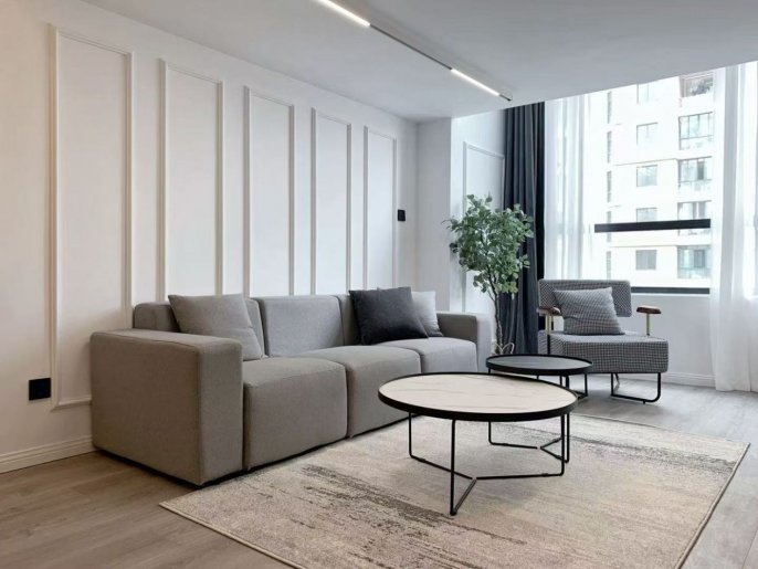 Modern Bright 2br Apt has floor heating @ Jing'an Changping Rd.